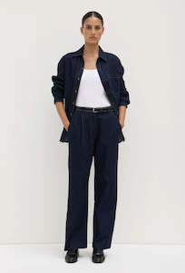 Keira Recycled Pleat Front Denim Pant  - Deep Indigo