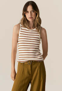 Luca Tank - White/Camel