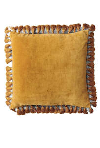 Home 1: Velvet Tassel Cushion - Pecan