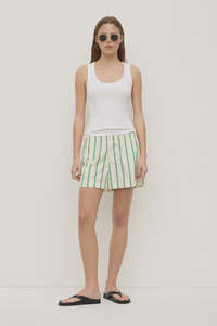 Pants: Agnes Stripe Short Butter/Bright Green
