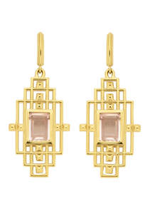 Bliss Earrings - 22k Gold Plate with Rose Quartz