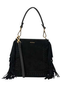 Coco Mini Bag Black Suede + Fringe