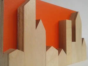 Products: Zero Waste Bright Orange Skyline in Plywood
