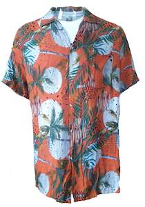Clothing - Men: Vintage Orange Tropical Moon Men's Shirt (Large)