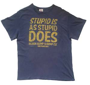 Womens Tees T Shirts: Vintage T-Shirt Bubba Gump Stupid Is As Stupid Does (Large)