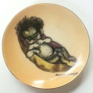 1950s Vintage Brownie Downing Australia Plate - Sleeping Baby