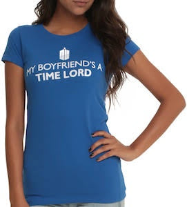 Womens Tees T Shirts: My Boyfriend's a Time Lord - Ladies T-Shirt (XS)