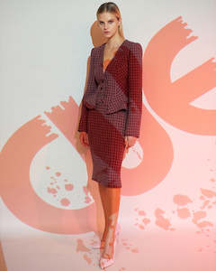 Other Womens Clothing: Vintage Cue Pink Tartan Peplum Suit (XS/Small)