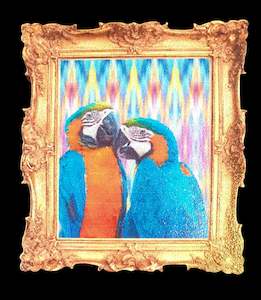 Art of Parrots Wooden Brooch