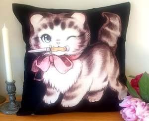 Stabby Stab Kitten - Lu Lu Deluxe NZ - Cushion Cover