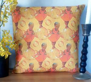 Pop Culture Cushion Covers: African Girl & Bubbles - Handmade Cushion Cover