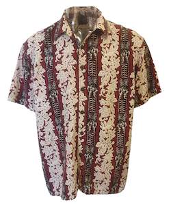 Mens Crimson Tribal Carving Tropical Shirt (Large)