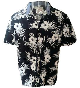 Tiki Lounge: Mens Rivers B&W Hawaiian Shirt (Small)