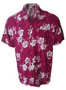 Tiki Lounge: Tropical Purple & White Hibiscus Shirt (XL)