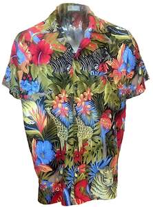 Tiki Lounge: Vintage Tiger & Birds Tropical Shirt (Large)