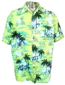 Tiki Lounge: Lowes Lime Green Tropical Hawaiian Shirt (XL)