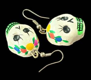 Dia De Los Muertos: Sugar Skull Folk Art Plaster Earrings