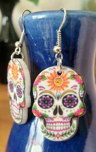Dia De Los Muertos: Sugar Skull Acrylic Earrings