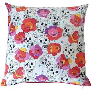 Hot Pink Sugar Skulls - Handmade Cushion Cover