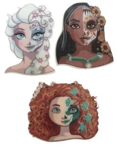 Brooch Trio Set - Disney Princesses Sugar Skulls