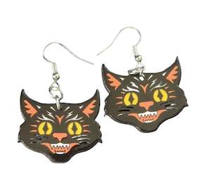 Crazy Cat Acrylic Hook Earrings