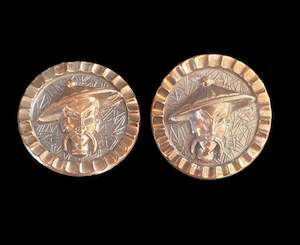 Vintage German Asian Man Clip On Earrings