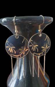 Vintage Black & Gold Oriental Earrings