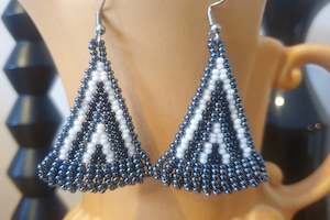 Earrings: Mexican B&W Seed Bead Earrings