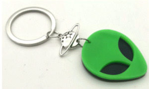 Green Alien Head Keychain