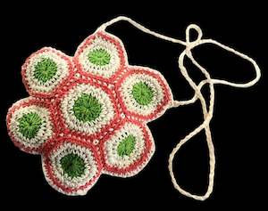 Handbags Wallets Purses: Green & Coral Crochet Purse Bag