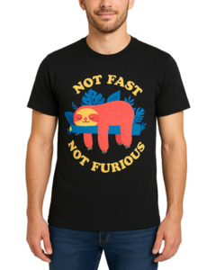 Mens Tees: Not Fast Not Furious Sloth T-Shirt (Medium)