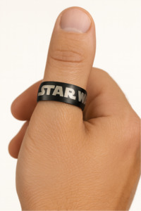 All Star Wars: Star Wars Logo Black Steel Unisex Ring