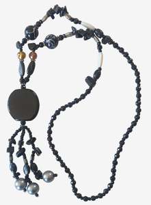 Retro Glam Long Beads Necklace - Black