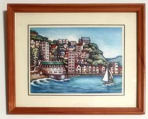Vintage Oriental Bay Wellington Artwork by Mary Taylor
