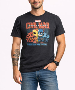Mens Tees: Captain America Civil War Funko Pop T-Shirt (Large)