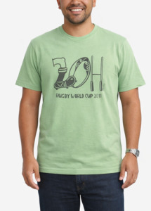 Mens Tees: Rugby World Cup 2011 Green Dick Frizzell T-Shirt (Large)