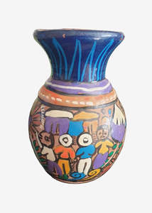 Mid-Century Hand-Painted Folk Art Pottery Vase (1960s)