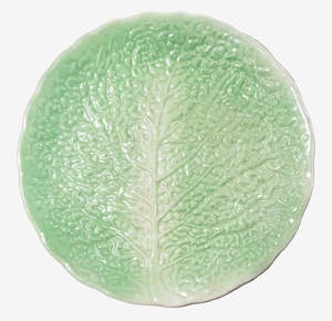 Vintage Japanese Green Cabbage Leaf Plate (c.1950s–60s)