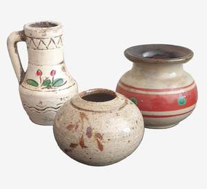 Mid-Century Studio & Folk Pottery Trio (Decorative Set)