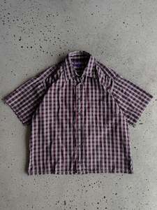 Vintage Midnight Blue/Red Check Cropped Shirt (M)