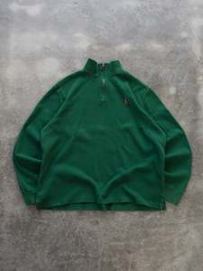 Vintage Green Ralph Lauren Quarter Zip Knit (XL)