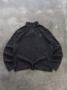 Vintage Charcoal Ralph Lauren Quarter Zip Knit (M)