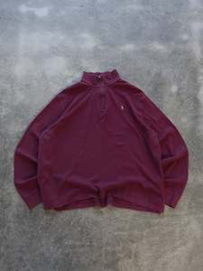 Vintage Maroon Polo Ralph Lauren Quarter Zip Knit (L)