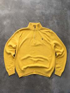 Vintage Yellow Polo Ralph Lauren Quarter Zip Knit (L)