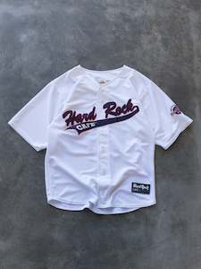 Hard Rock Cafe: Vintage White Hard Rock Cafe Atlanta Baseball Jersey Tee (M)
