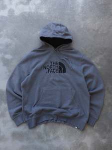 Vintage Grey The North Face Logo Hoodie (XL)