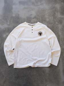 Vintage Harley Davidson: Vintage White Harley-Davidson Henley Long Sleeve (L)