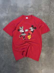 Vintage 90s Red Mickey & Minnie Tee (L)