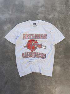 Vintage Sale: Vintage 90s Grey Arkansas Razorbacks Tee (L)