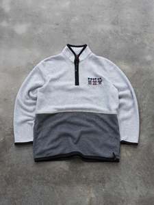 Vintage Disney Cartoon: Vintage Grey Mickey Mouse Quarter Zip Sweatshirt (S)